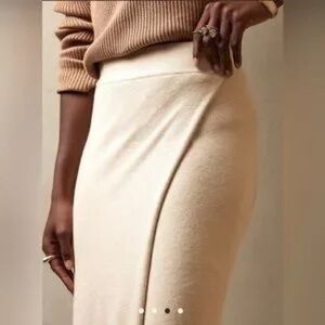 Banana Republic Cream Knit Wrap Midi  Skirt